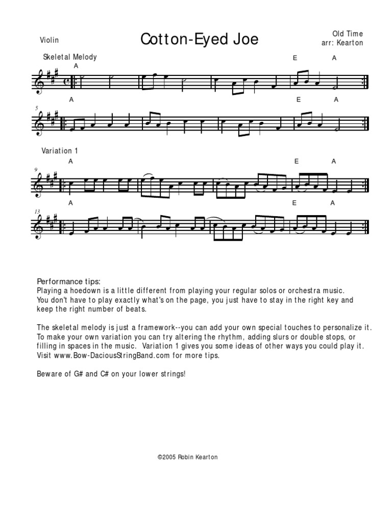 Cotton Eyed Joe Violin PDF
