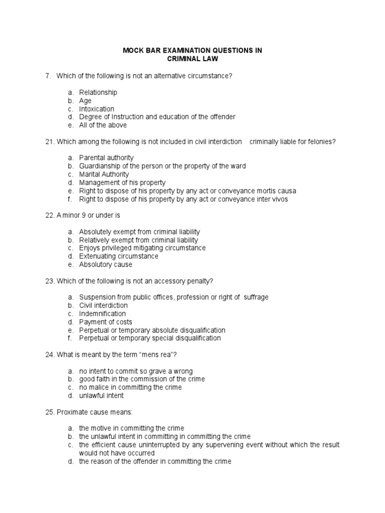 Mock Bar Examination Questions 5 | PDF | Social Science