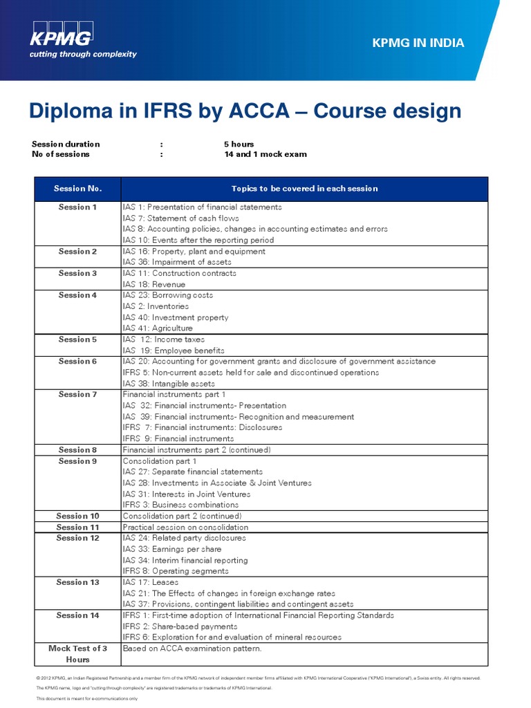 Diploma in IFRS by ACCA - Course Design | PDF | Finance & Money Management