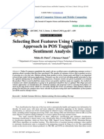 Selecting Best Features Using Combined Approach in POS Tagging For Sentiment Analysis
