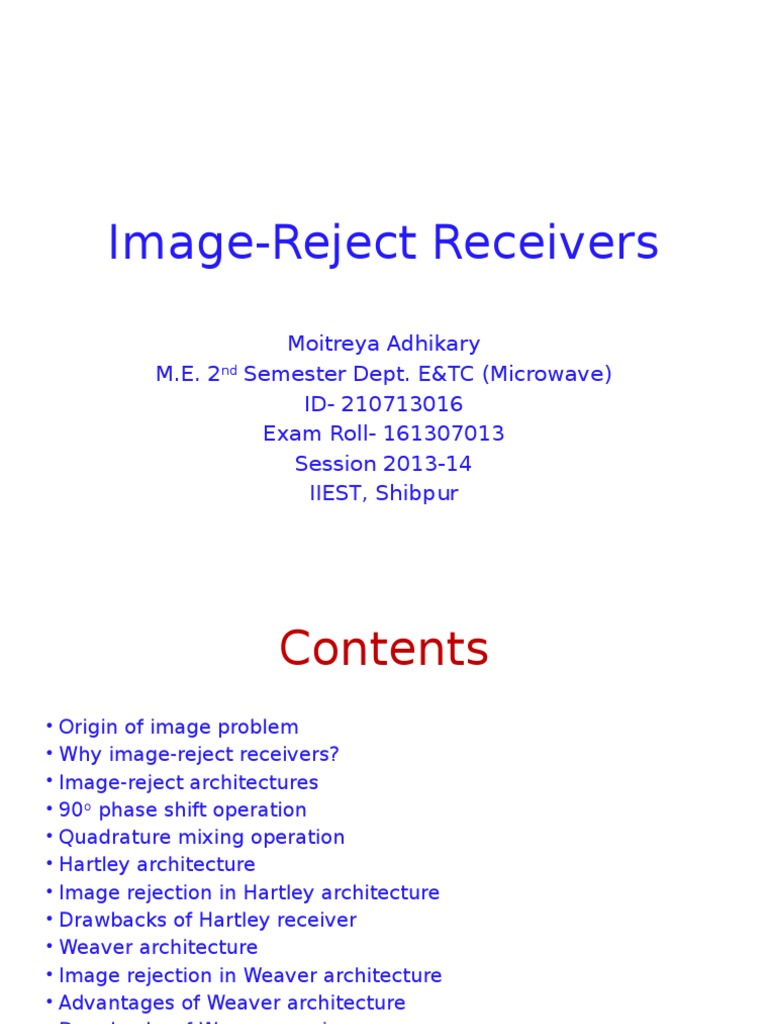 Image-Reject Receiver Architectures | PDF | Bandwidth (Signal ...