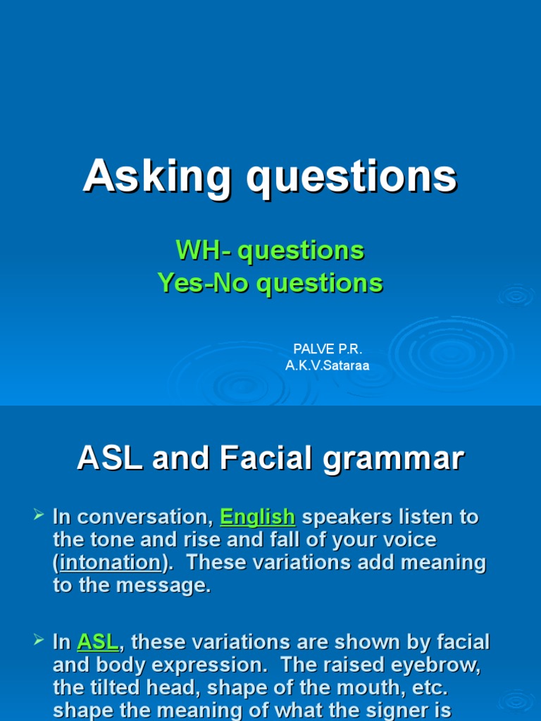 ASL Question Forms and Facial Grammar | PDF | Career & Growth ...