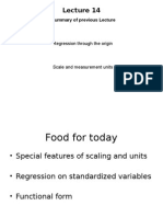 Summary of Previous Lecture: Regression Through The Origin