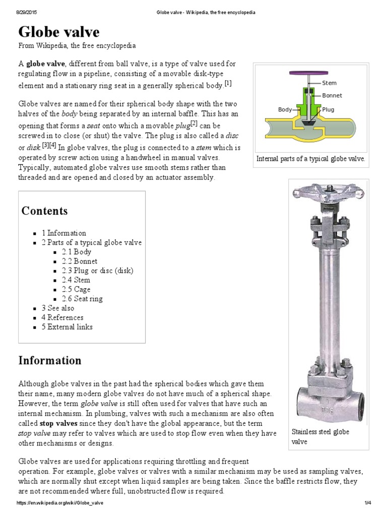 Globe Valve Wikipedia, The Free Encyclopedia PDF Valve Gas
