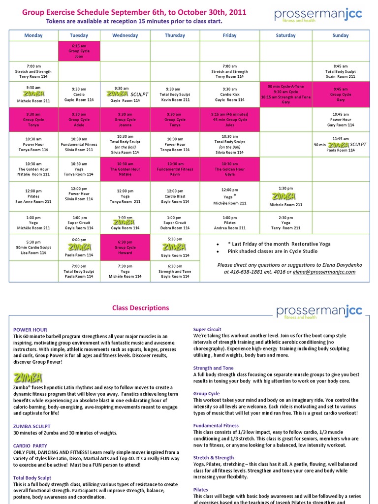 Group Exercise Schedule: Sept-Oct 2011 | PDF | Aerobic Exercise ...