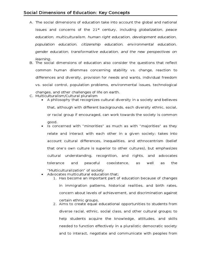Social Dimensions of Education | PDF | Equal Opportunity | Human Rights