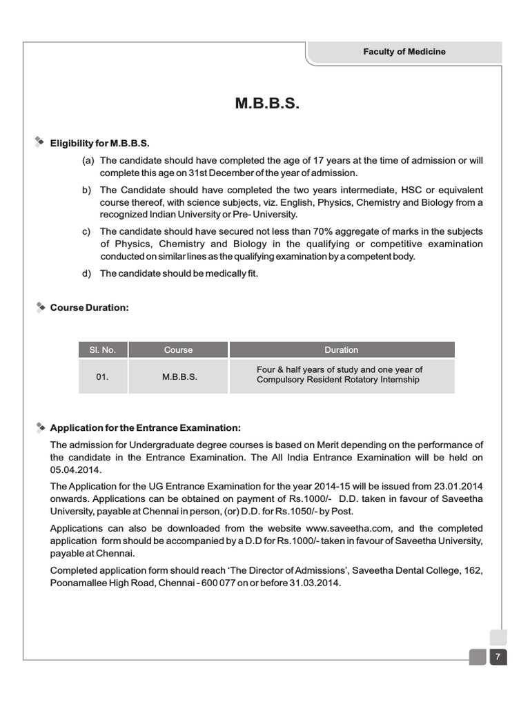 Mbbs | PDF | University And College Admission | Medical School