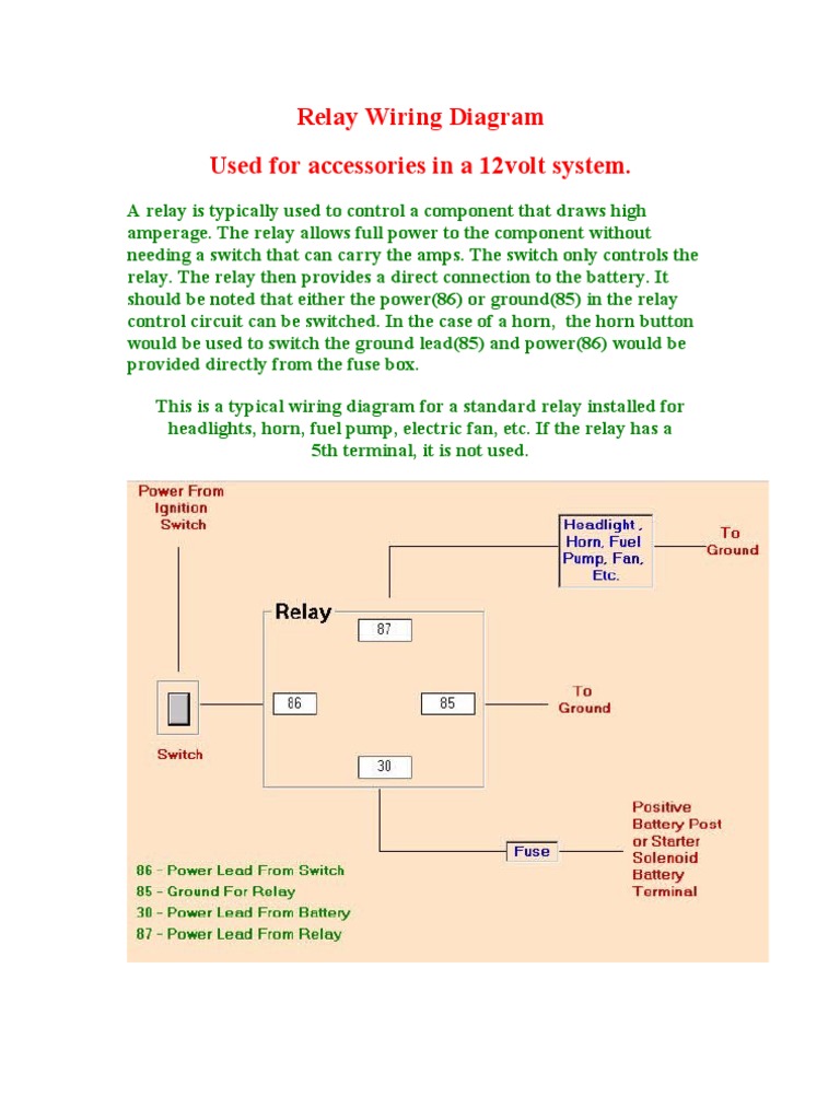 12 volt Relay Wiring Diagram | Relay | Switch