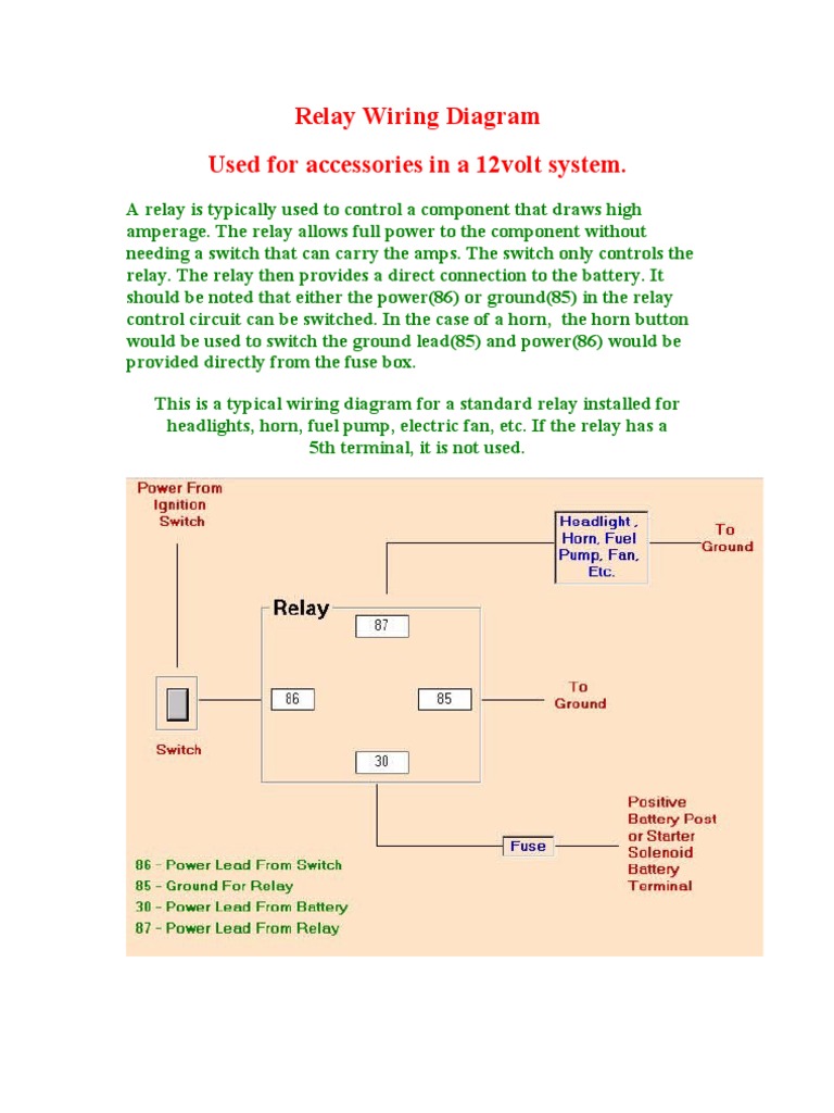 12 Volt Relay Wiring Diagram | Relay | Switch