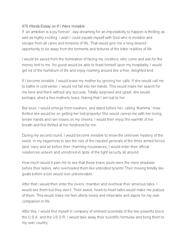 if i were invisible essay