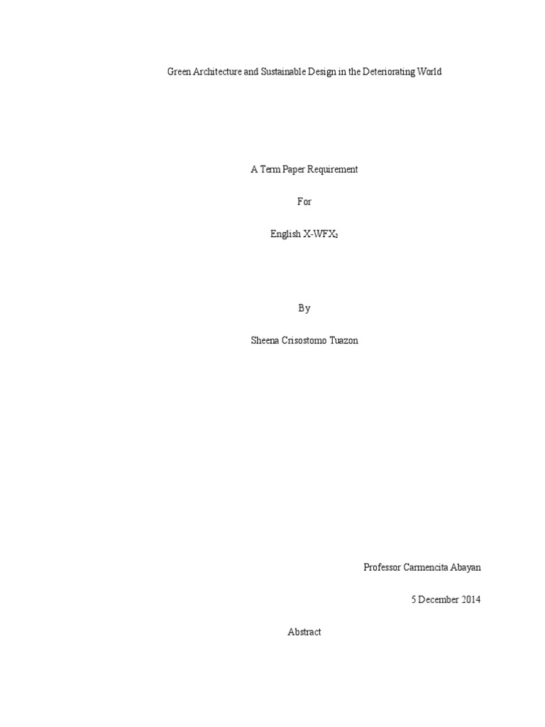 Research Paper on Green Architecture Green Building Sustainable Design