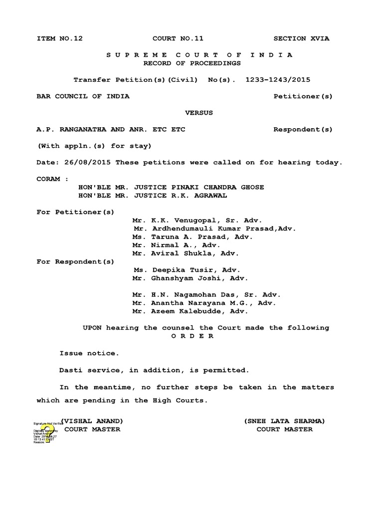 Supreme Court Stays Bar Council’s Verification Rules