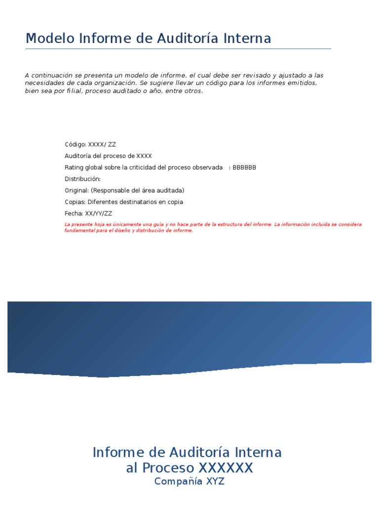 Modelo de Informe de Auditoría Interna | PDF | Negocios (general ...