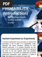 Probability (Introduction) : Random Experiments Sample Spaces Events