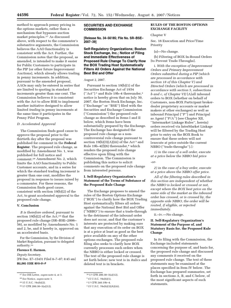 Federal Register / Vol. 72, No. 152 / Wednesday, August 8, 2007