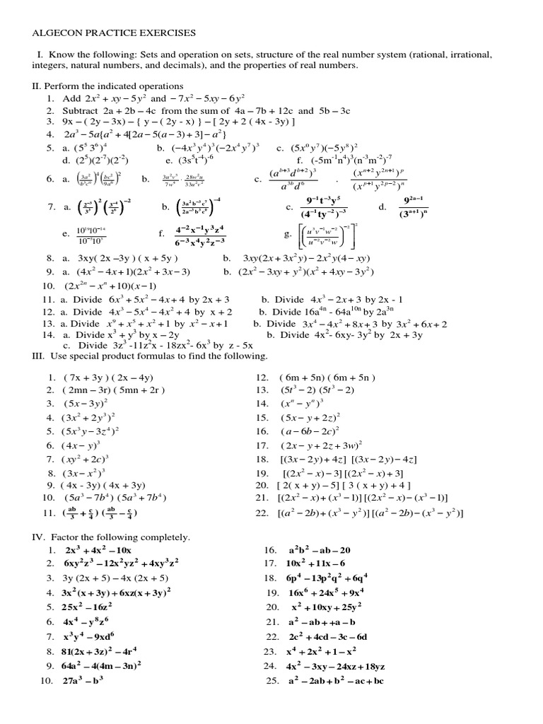 Practice Exercise Pdf Real Number Numbers