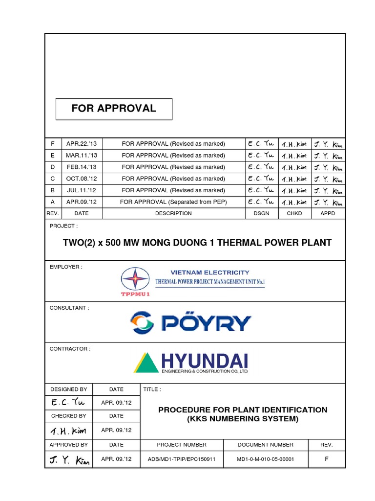 Procedure for Plant Identification(KKS Numbering System) Technology