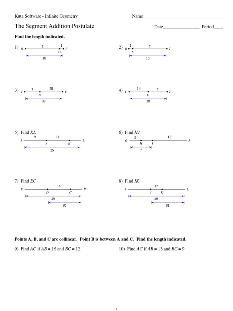 2 Segment Addition Postulate Geometry Space