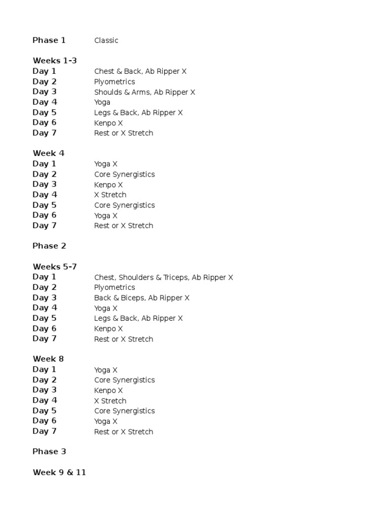 P90X Schedule | PDF