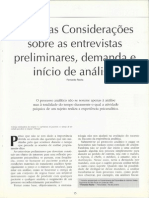 Algumas Considerações Sobre As Entrevistas Preliminares, Demanda e Início de Análise