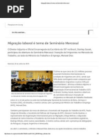 Migração Laboral é Tema de Seminário Mercosul
