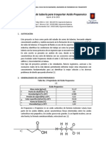 Trabajo Acido Propanoico, Ingenieria Fenomenos de Transporte