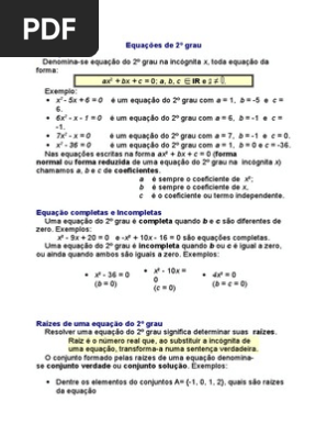 Equacoes De 2º Grau Equacoes Equacao Quadratica