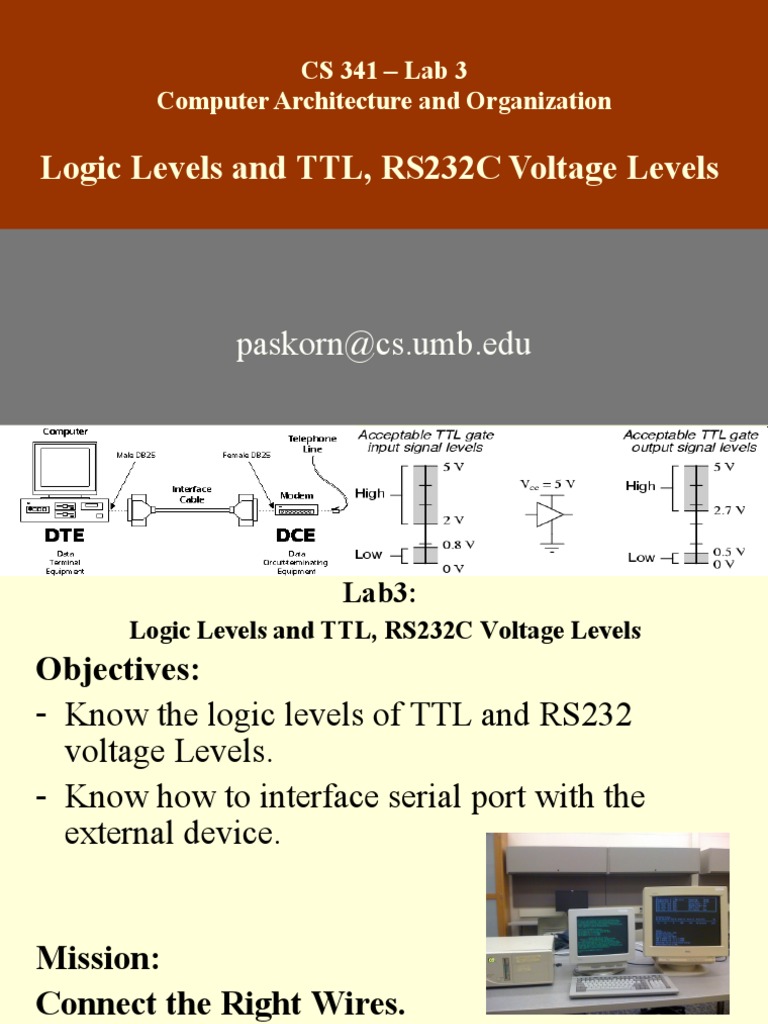 RS232 and TTL Logic Levels Explained | PDF | Logic Gate | Electronic ...