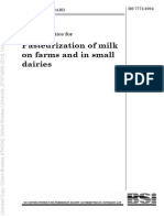Code of Practice For Pasteurization of Milk On Farms and in Small Dairies