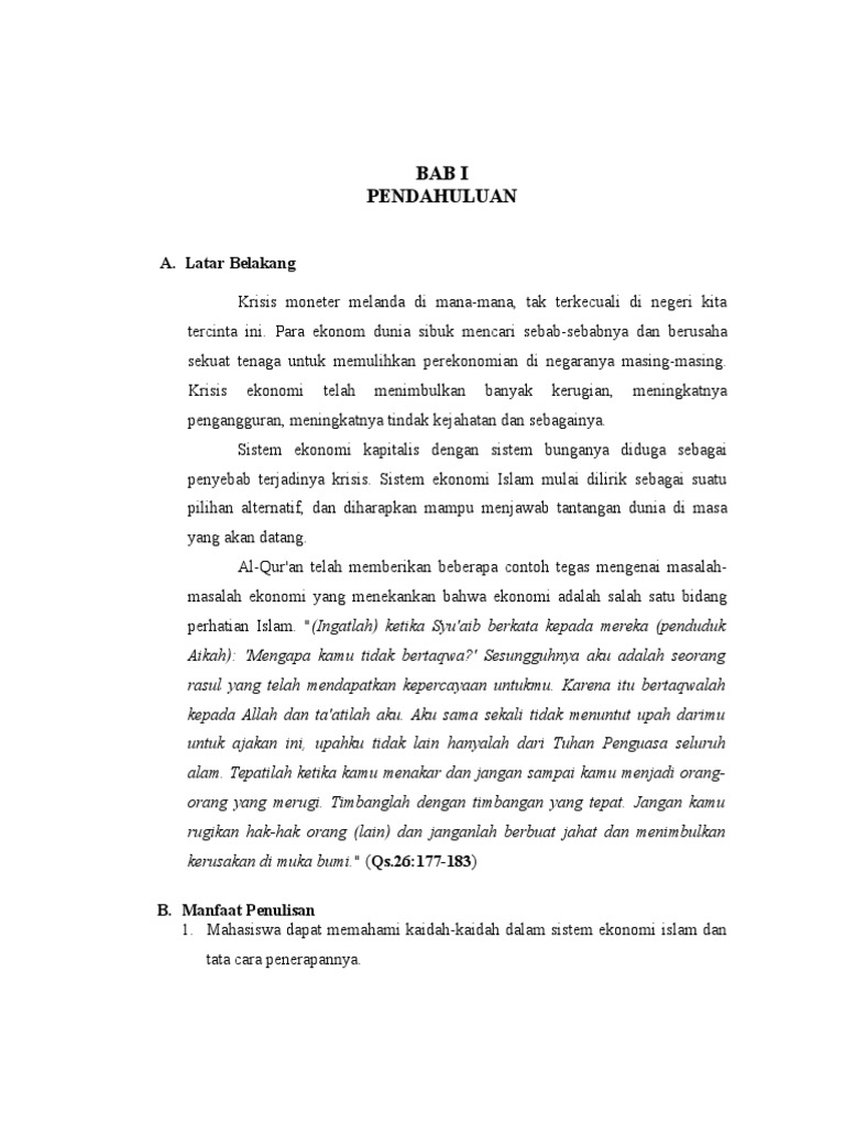 Contoh Makalah Bahasa Indonesia Tentang Masalah Ekonomi