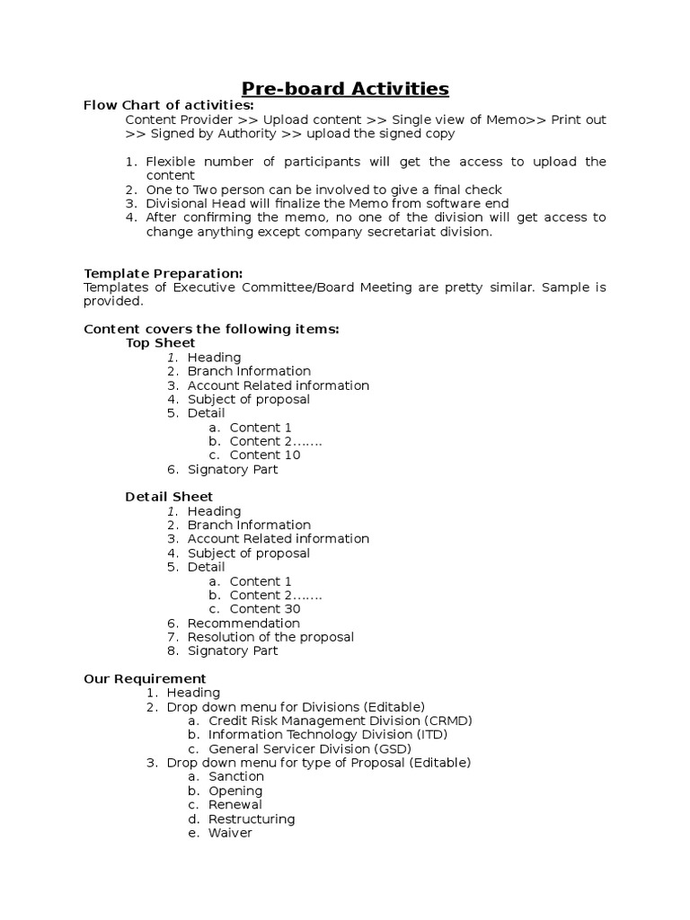 Pre-Board Activities Workflow Guide | PDF | Computing | Computing And ...