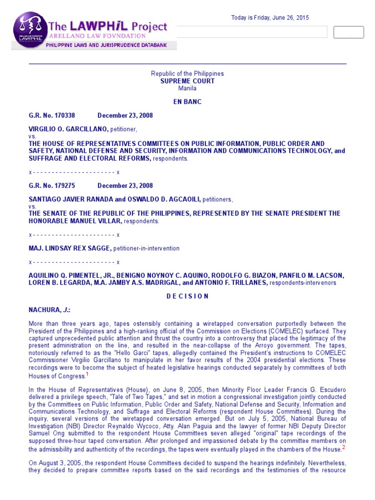 The Supreme Court Decision on the 'Hello Garci' Wiretapping Controversy ...