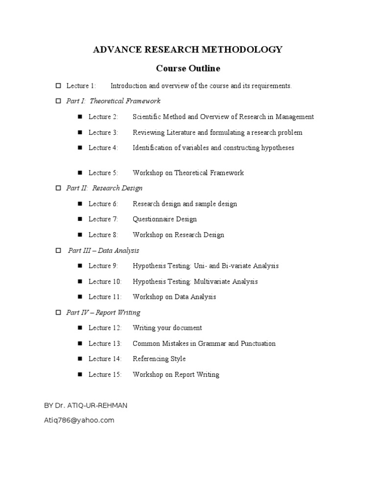 Advanced Research Methodology Course | PDF