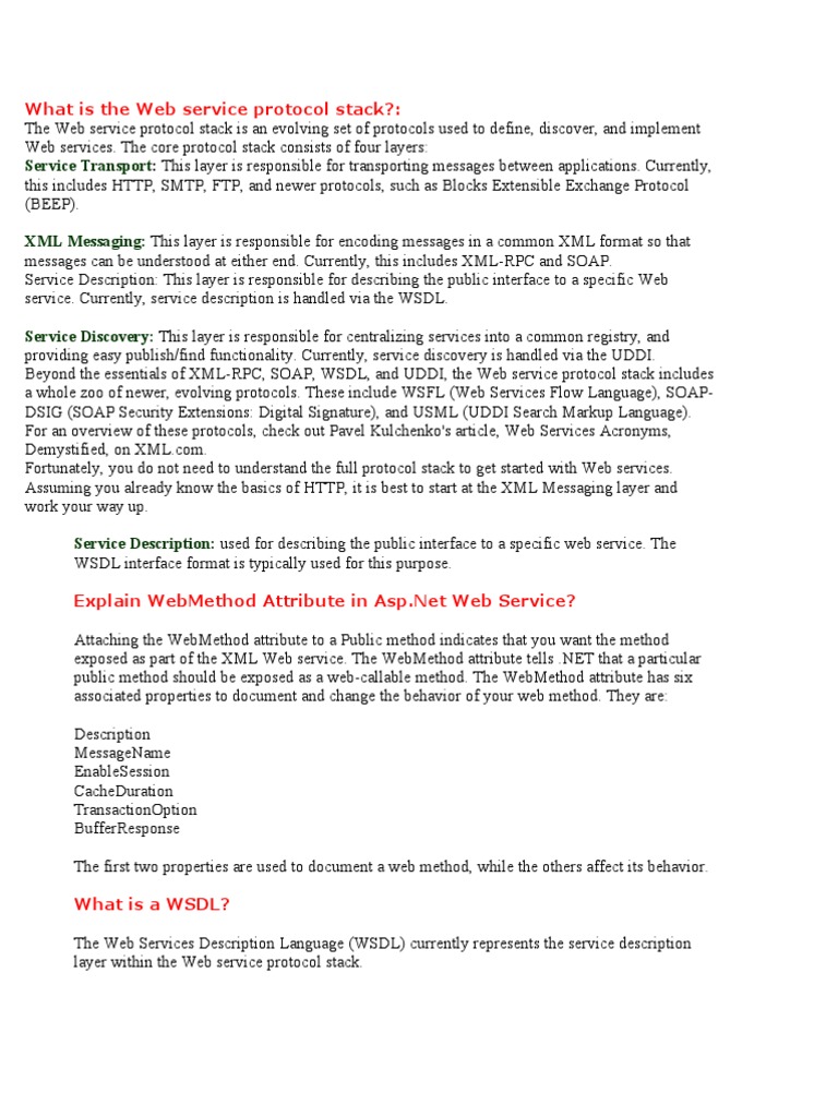 What Is The  Service Protocol Stack PDF Soap  Service