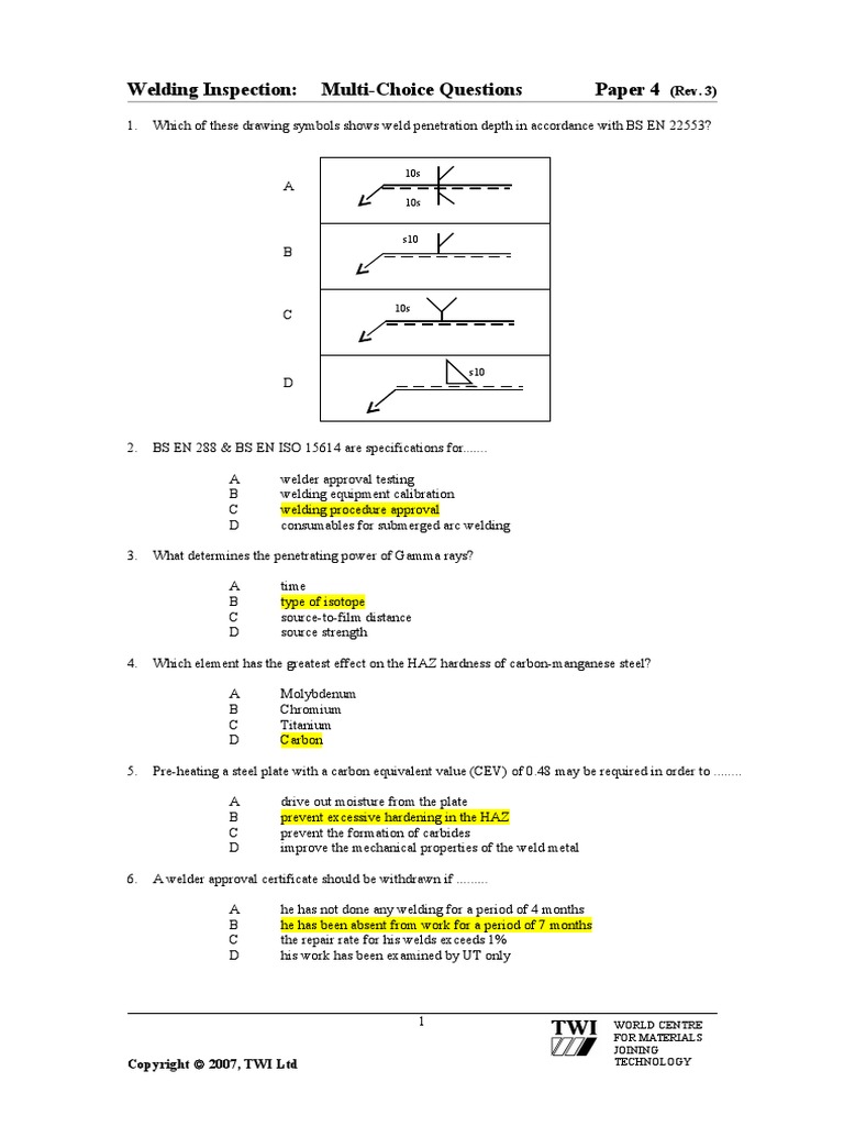 Model Question Paper Welding Welding Construction
