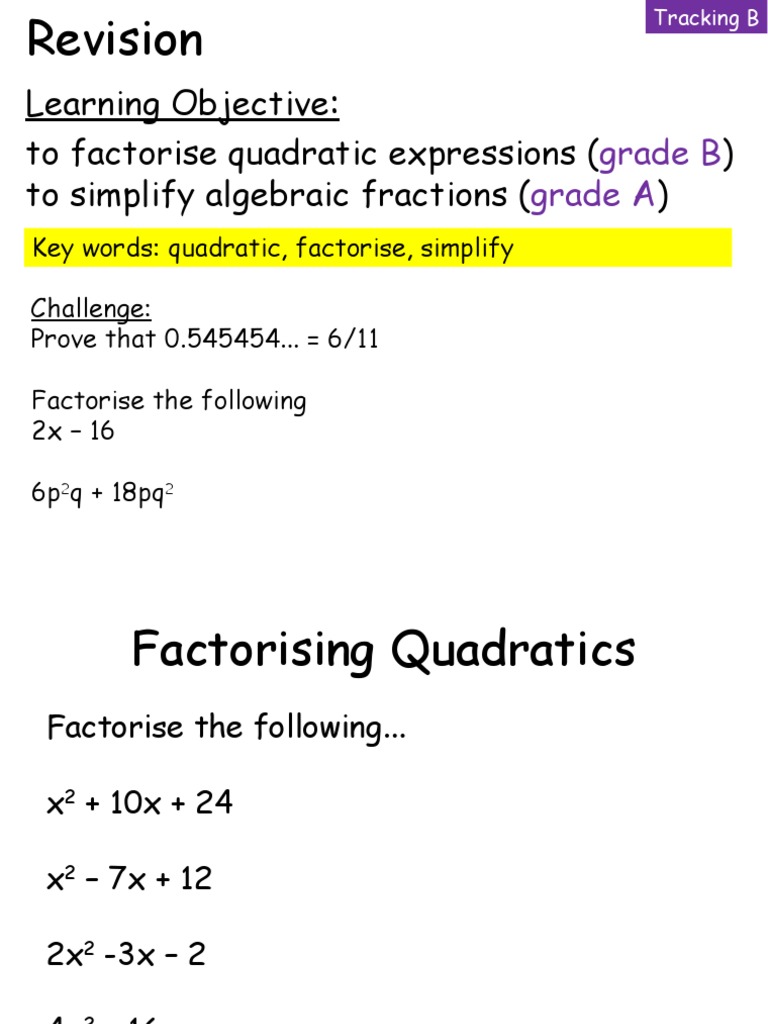 Revision Factor Is Ing PDF Factorization Fraction (Mathematics)