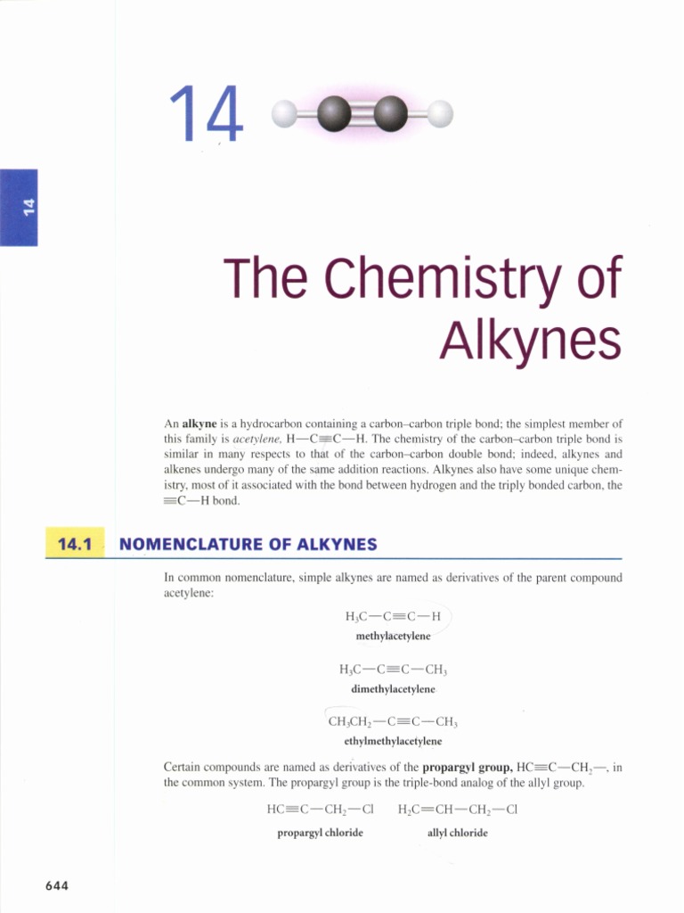 Chemistry of Alkynes Overview | PDF | Alkene | Alkane