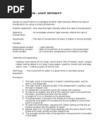 Transpiration Light Intensity