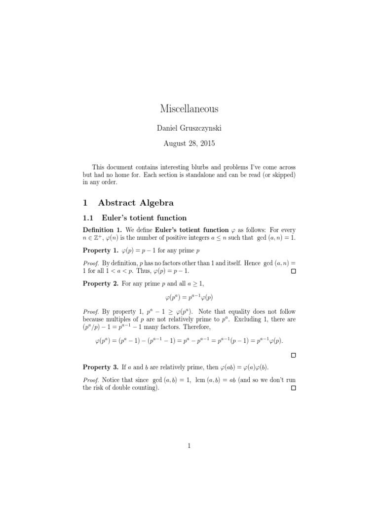 Miscellaneous: 1 Abstract Algebra | PDF | Science & Mathematics