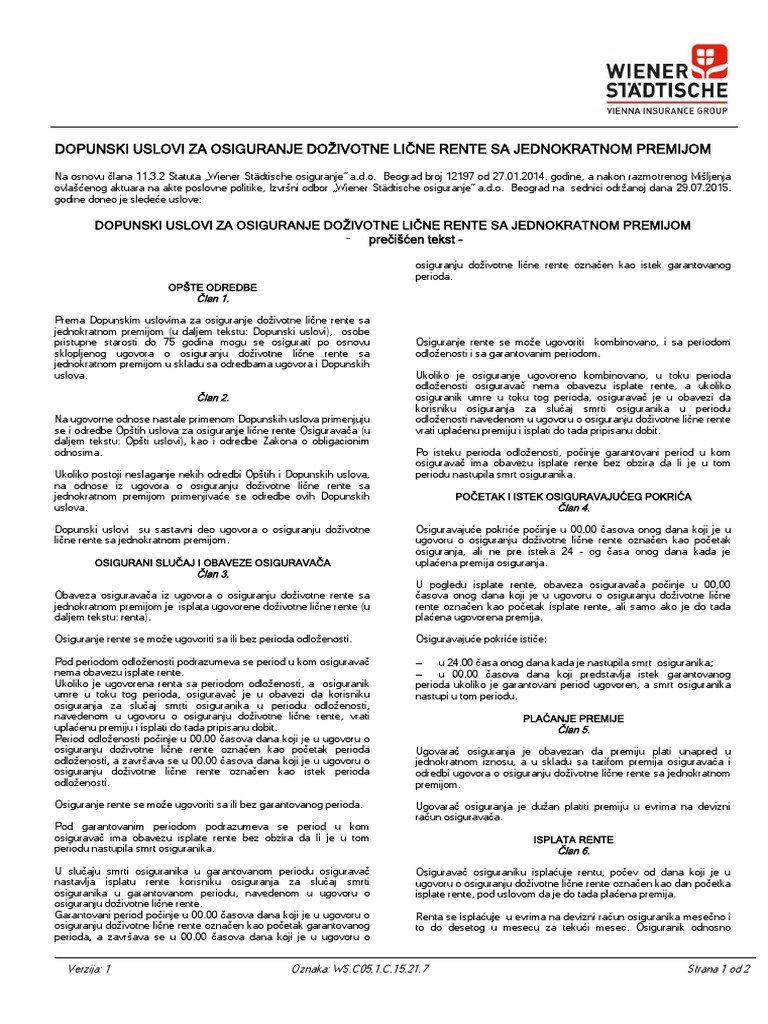 Doživotna Renta | PDF
