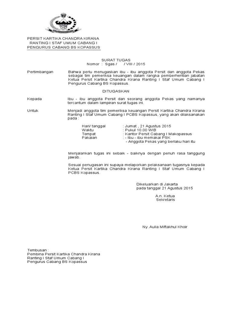 Surat Tugas Verifikasi