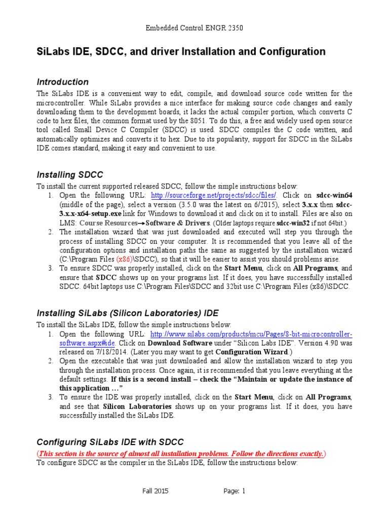 SiLabs IDE and SDCC Installation Guide | PDF | Device Driver ...