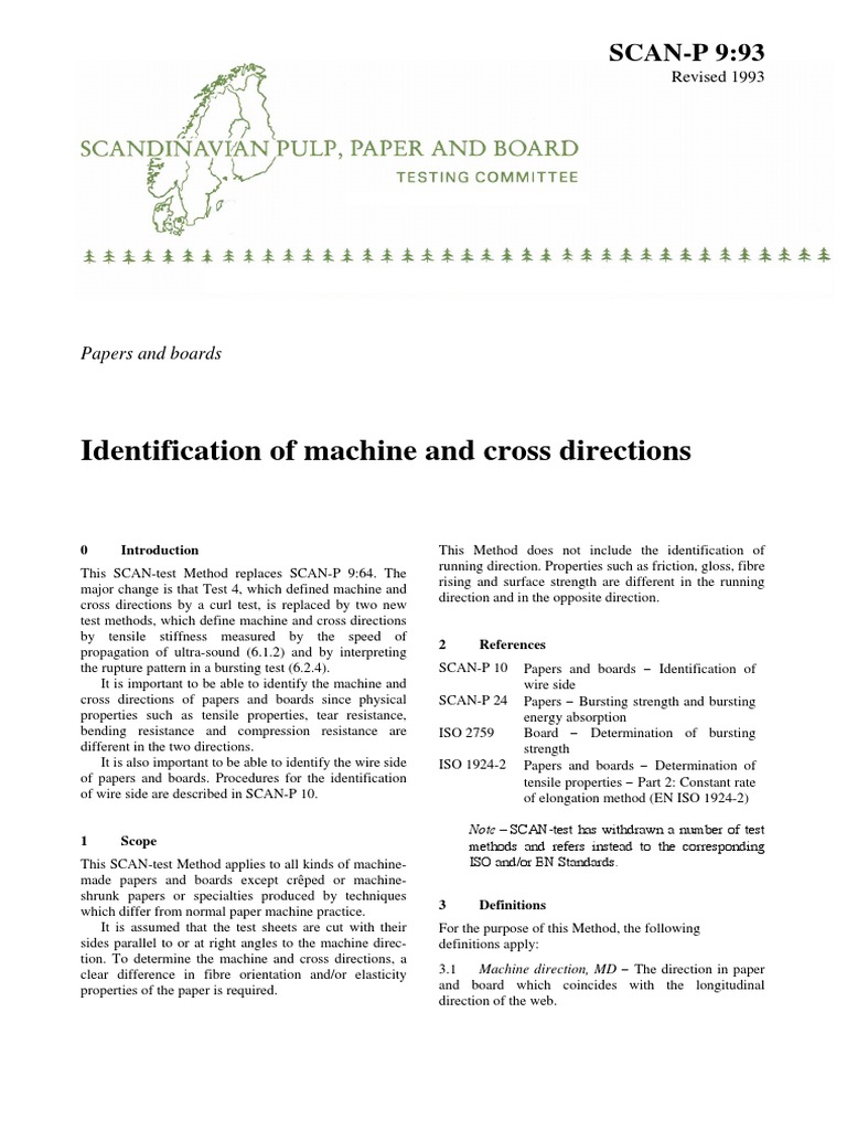 Paper and Board Identification of Machine and Cross Direction p2009-93 ...