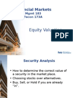 Financial Markets: Equity Valuation