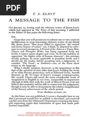 T. S. Eliot_A Message to the Fish