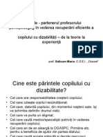 Părintele - Partenerul Profesorului Psihopedagog În Vederea Recuperării