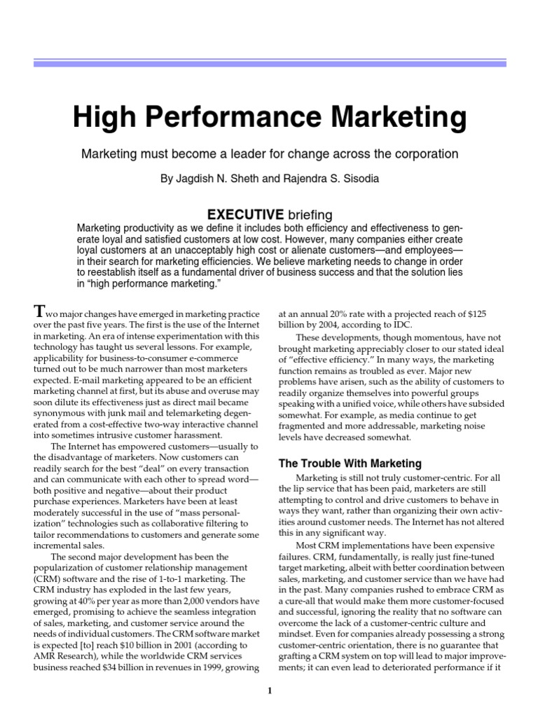High Performance Marketing | PDF | Customer Relationship Management ...