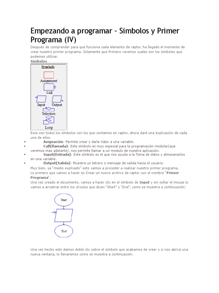 Símbolos y Primer Programa en Raptor | PDF