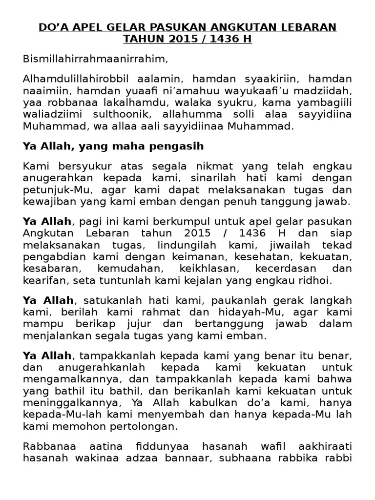 Contoh Doa Apel Upacara Belajar Menulis - Riset