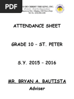 Attendance Sheet: Liceo de Christ The King, Inc